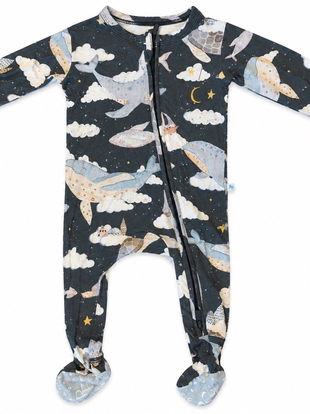 Posh Peanut Caspian Baby Bamboo Zippered Footie Size Newborn